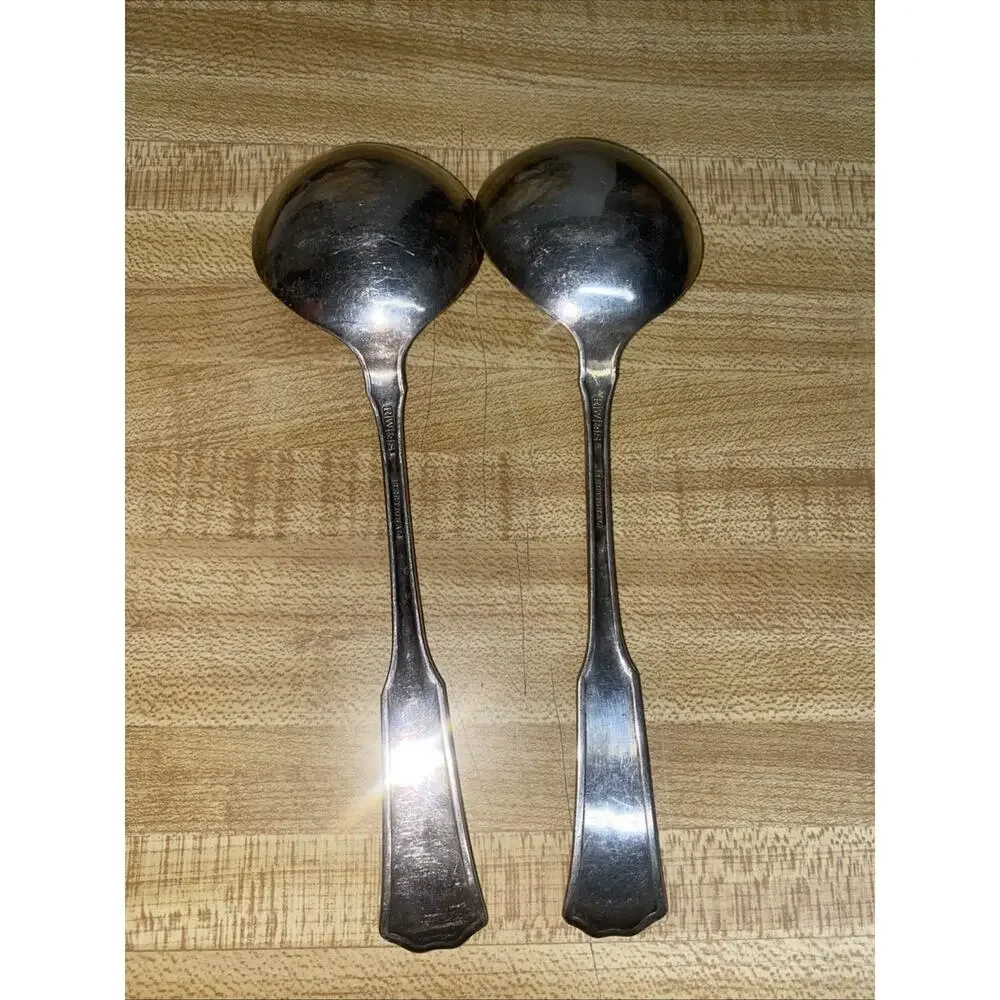 Vintage Set Of 2 RW&S SECTIONAL Silver Plate Soup Or Serving Or Gravy Spoons